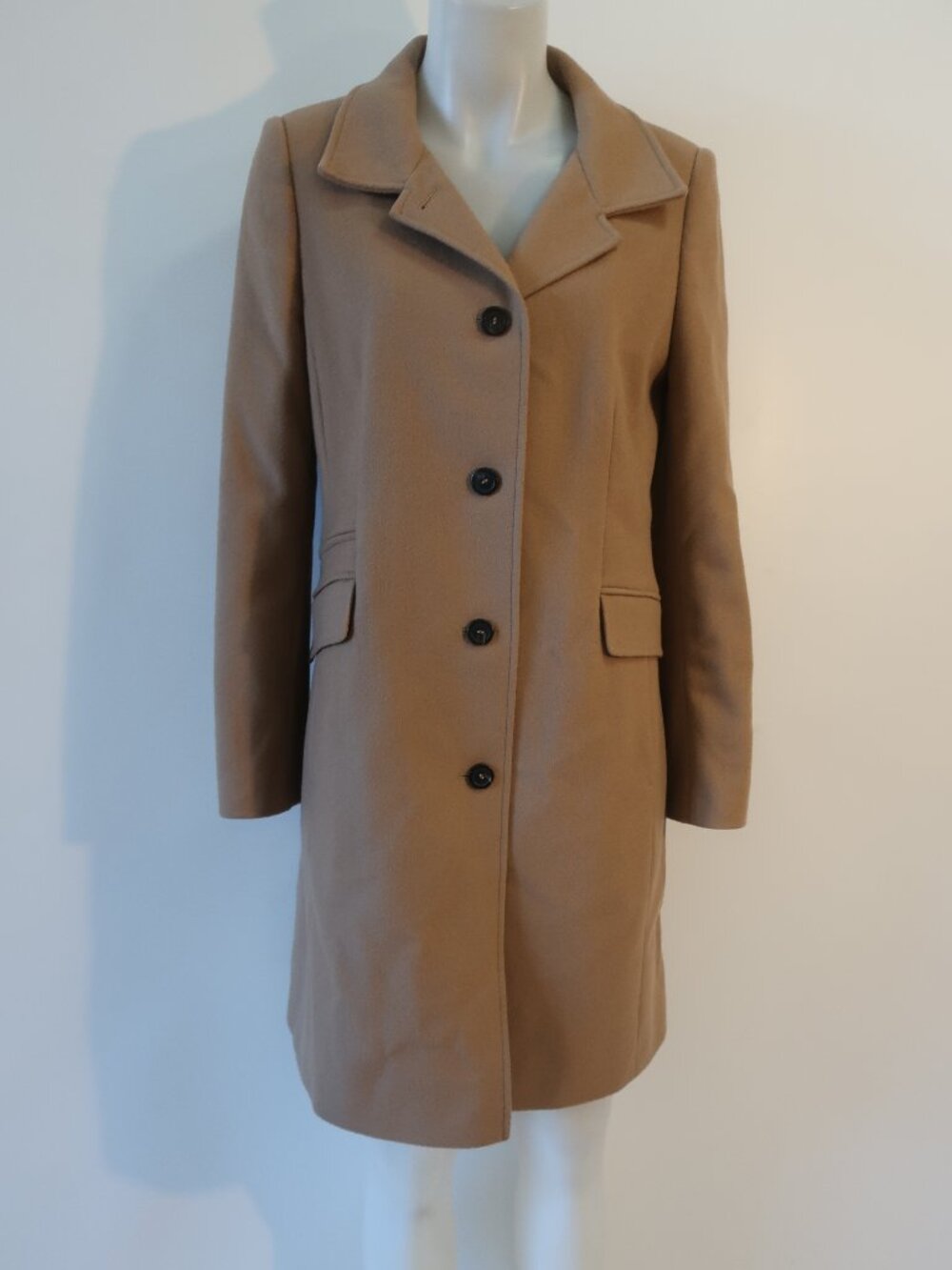 Womens Basler Camel (Item- 8) Vintage Single Breasted Wool Trench Button Coat M